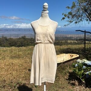 Shyanne Peasant Romantic Lace Sleeveless Fit flare Cream Dress Small
